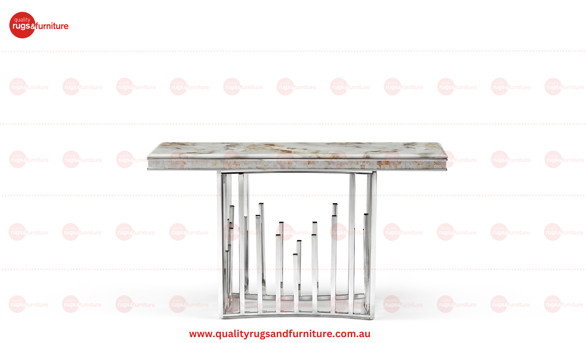 New Stela Console Table Marble Top Stainless Steel Base Silver - Quality Rugs and Furniture