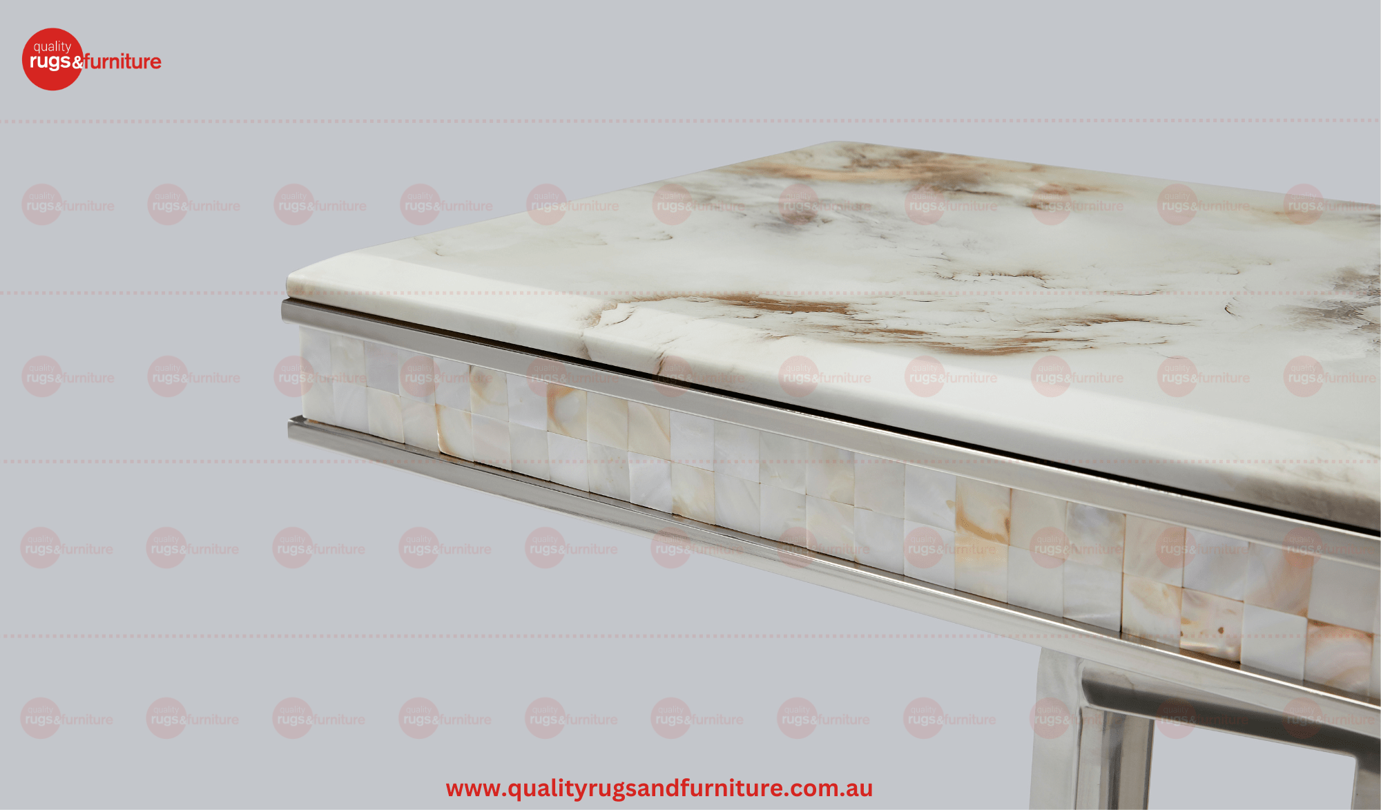 New Stela Console Table Marble Top Stainless Steel Base Silver - Quality Rugs and Furniture