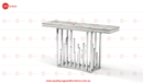 New Stela Console Table Marble Top Stainless Steel Base Silver - Quality Rugs and Furniture