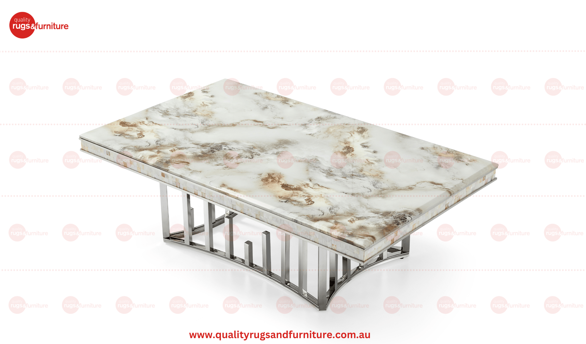 New Stela Marble Top Stainless Steel Base Coffee Table Silver - Quality Rugs and Furniture