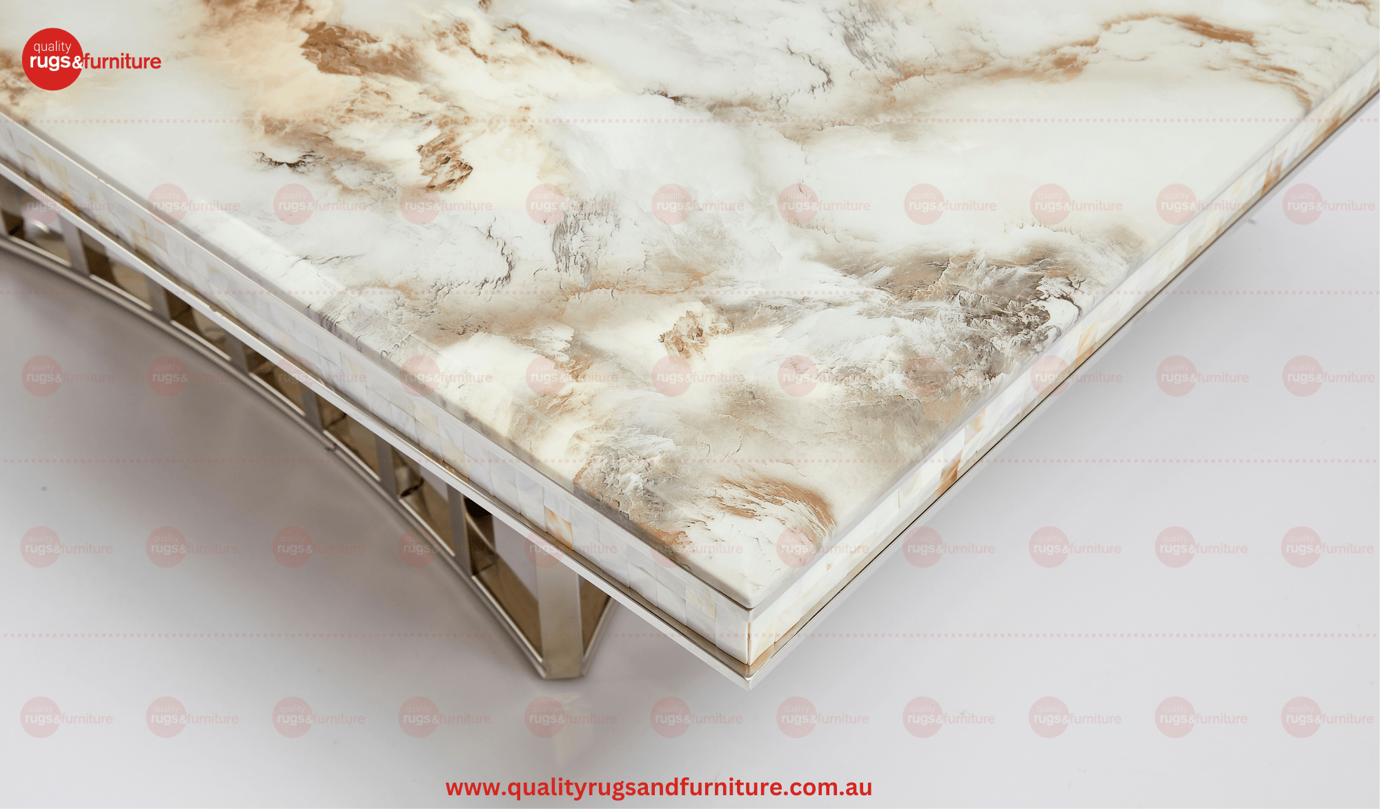 New Stela Marble Top Stainless Steel Base Coffee Table Silver - Quality Rugs and Furniture