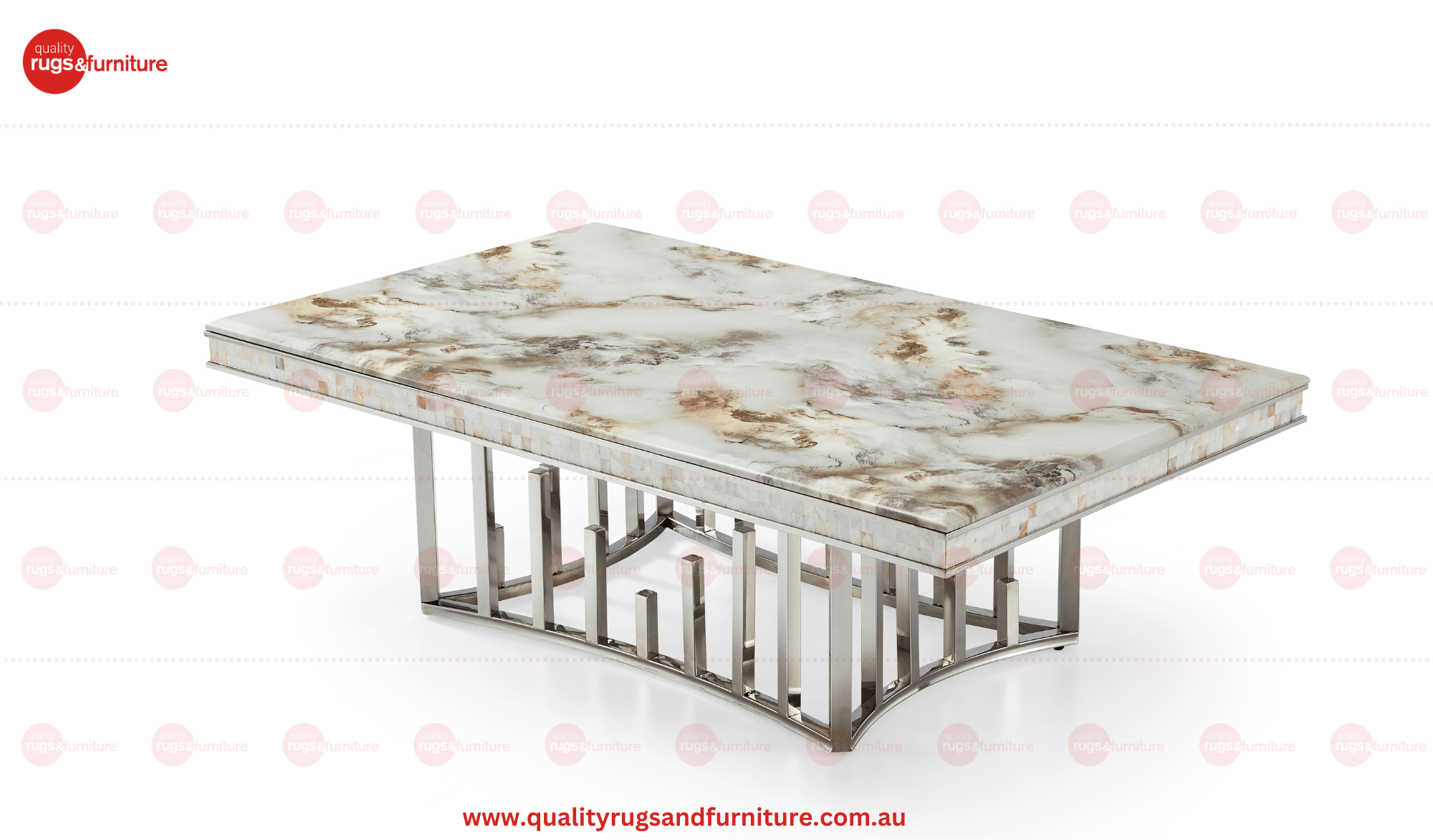 New Stela Marble Top Stainless Steel Base Coffee Table Silver - Quality Rugs and Furniture