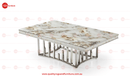 New Stela Marble Top Stainless Steel Base Coffee Table Silver - Quality Rugs and Furniture