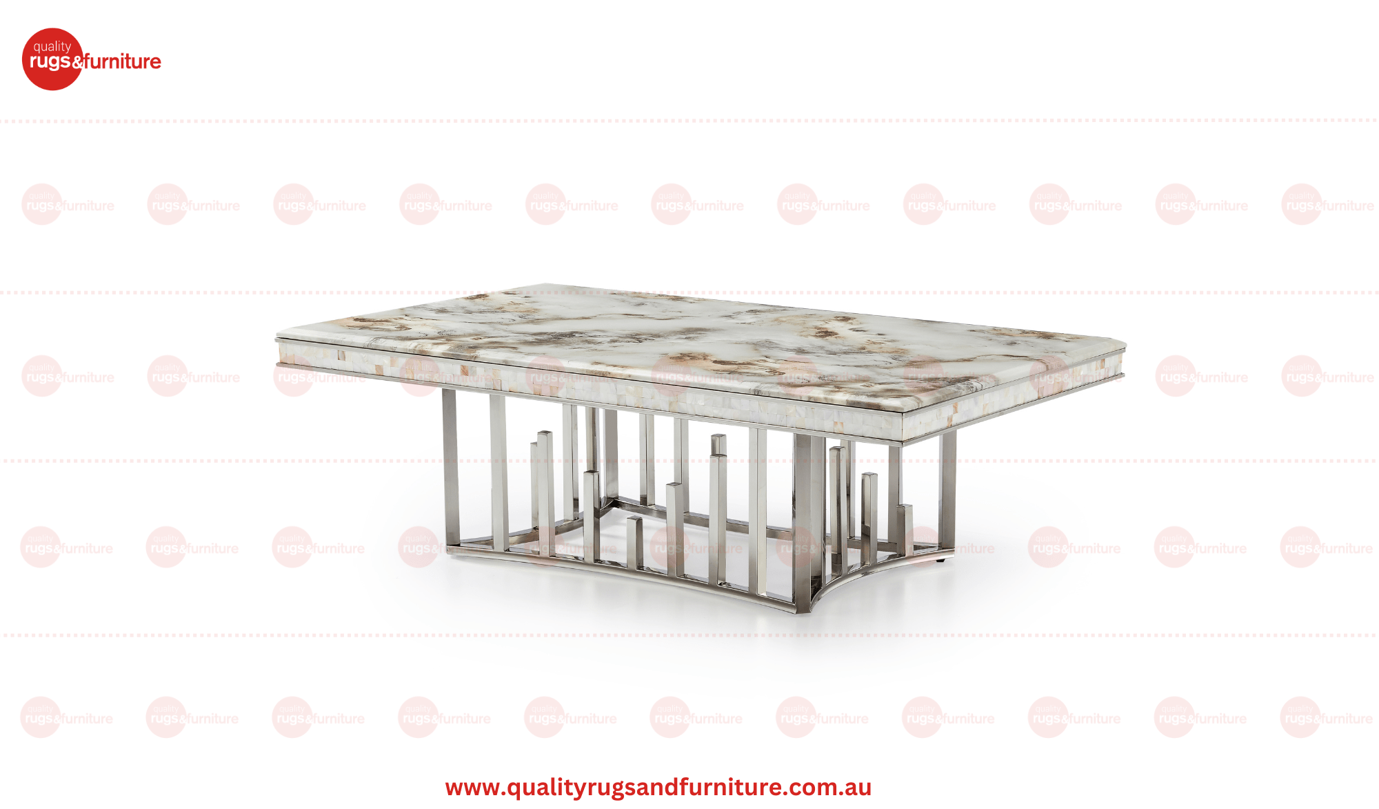 New Stela Marble Top Stainless Steel Base Coffee Table Silver - Quality Rugs and Furniture