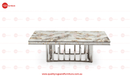 New Stela Marble Top Stainless Steel Base Coffee Table Silver - Quality Rugs and Furniture