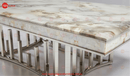 New Stela Marble Top Stainless Steel Base Coffee Table Silver - Quality Rugs and Furniture
