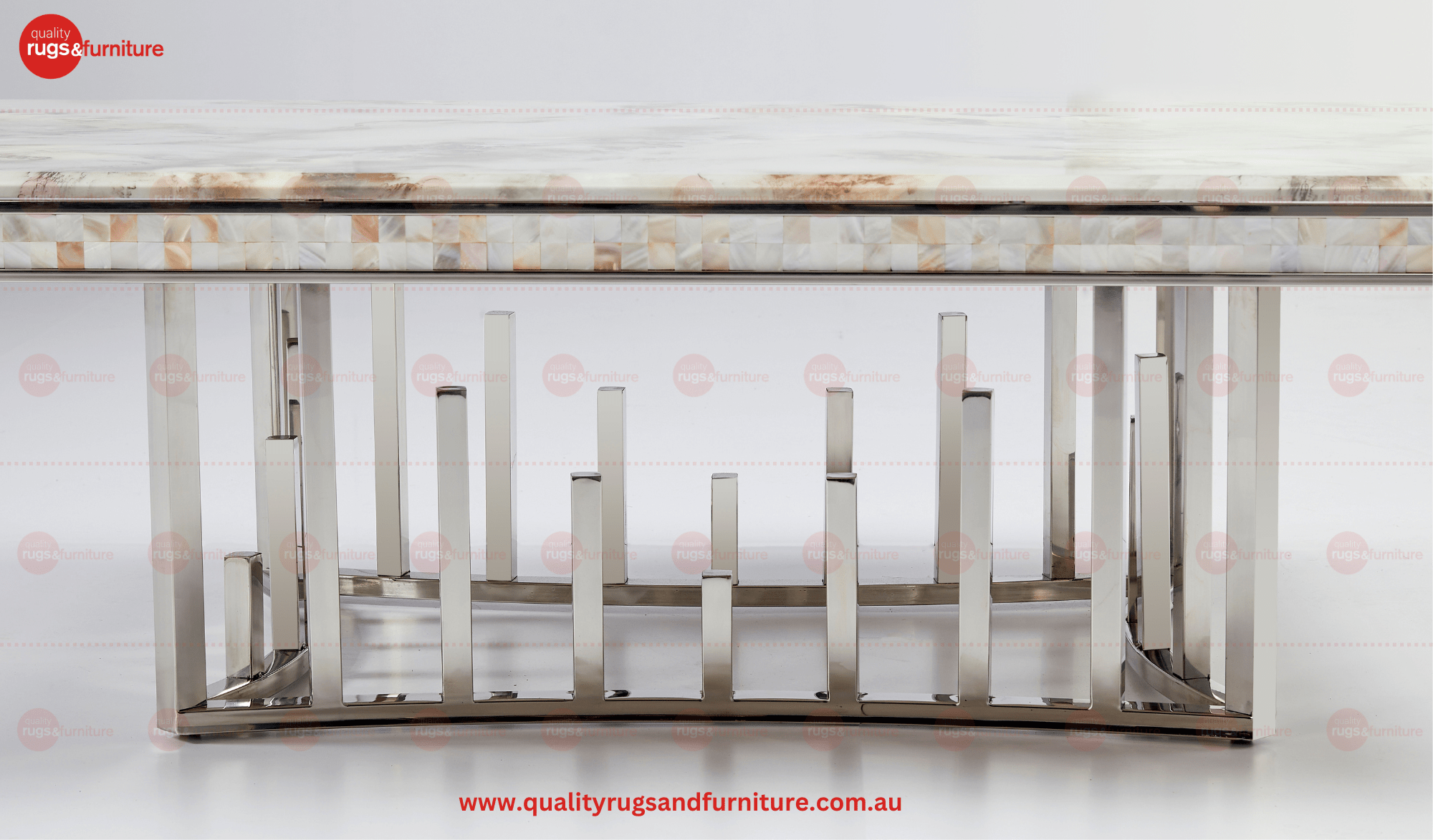 New Stela Marble Top Stainless Steel Base Coffee Table Silver - Quality Rugs and Furniture