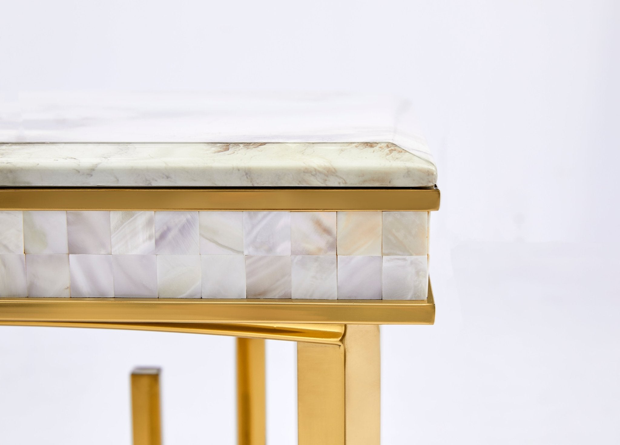 New Stela Side Table Marble Top Stainless Steel Base Gold - Quality Rugs and Furniture