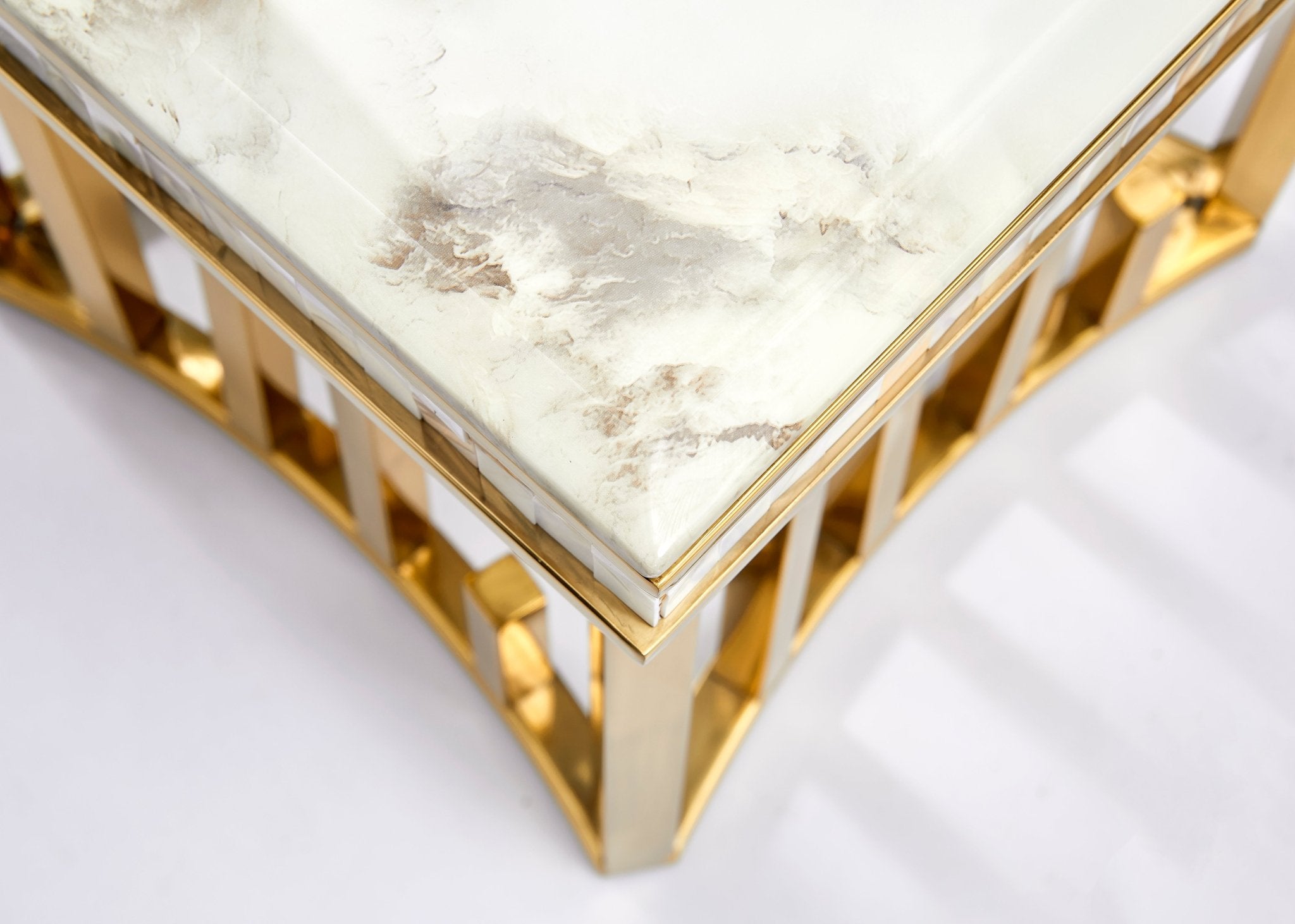 New Stela Side Table Marble Top Stainless Steel Base Gold - Quality Rugs and Furniture