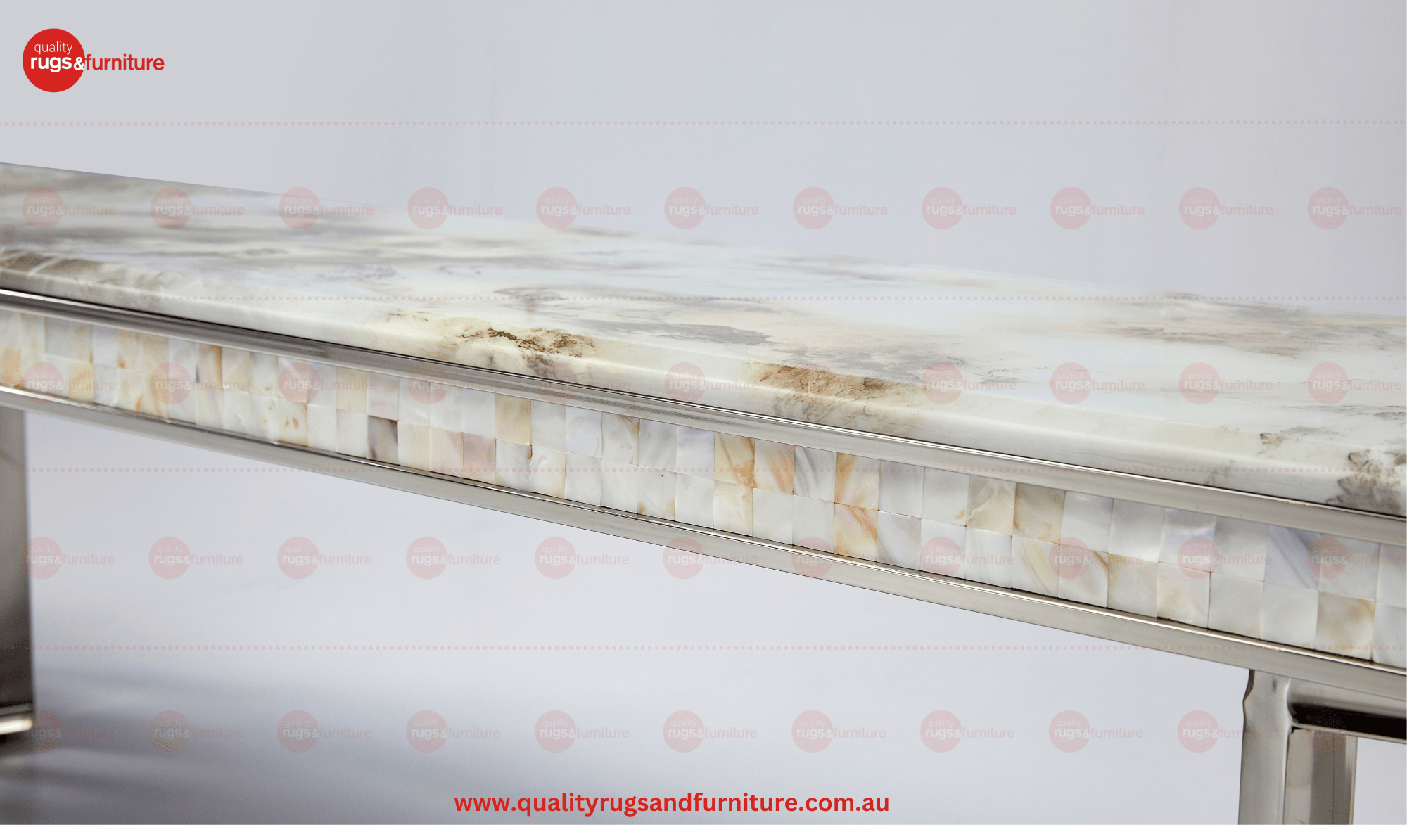 New Stela Tv Unit Marble Top Stainless Steel Base Silver - Quality Rugs and Furniture