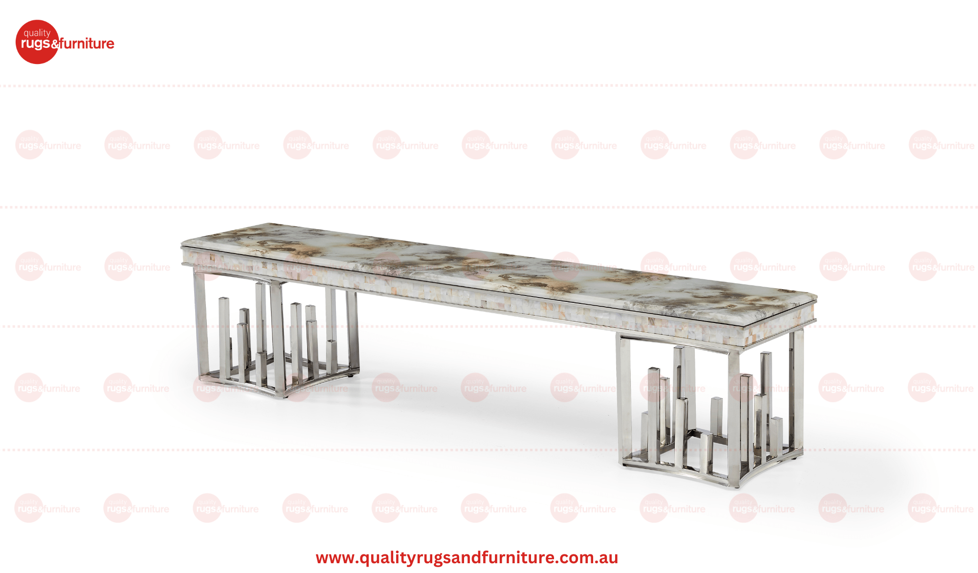 New Stela Tv Unit Marble Top Stainless Steel Base Silver - Quality Rugs and Furniture