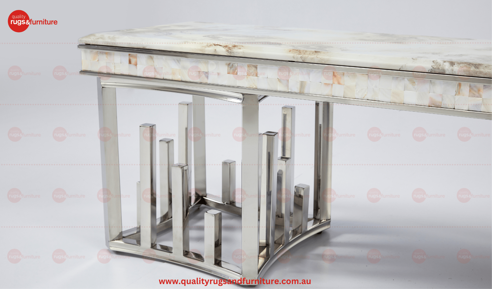 New Stela Tv Unit Marble Top Stainless Steel Base Silver - Quality Rugs and Furniture