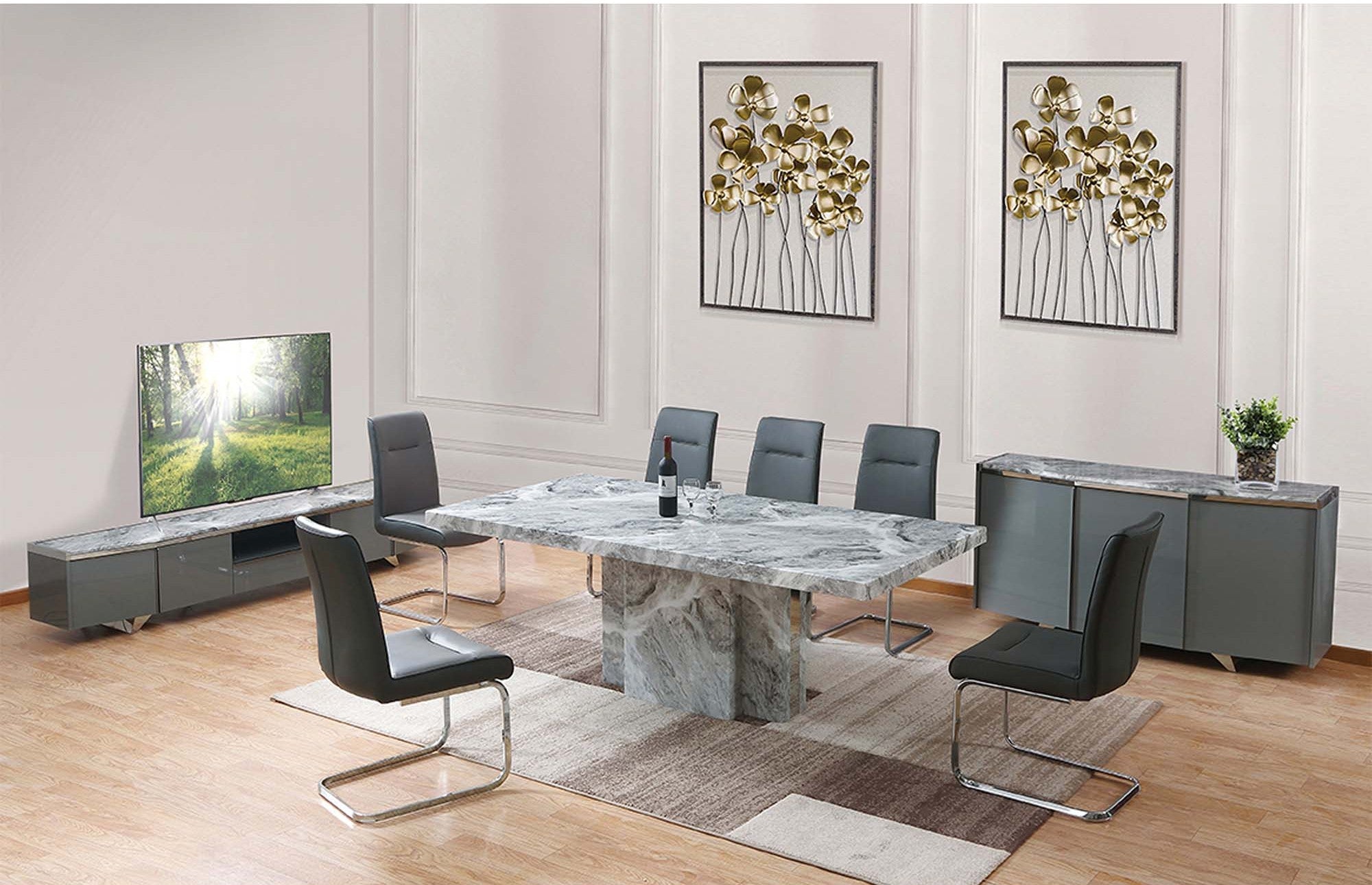 Newcastle Premium Marble Dining Table Grey