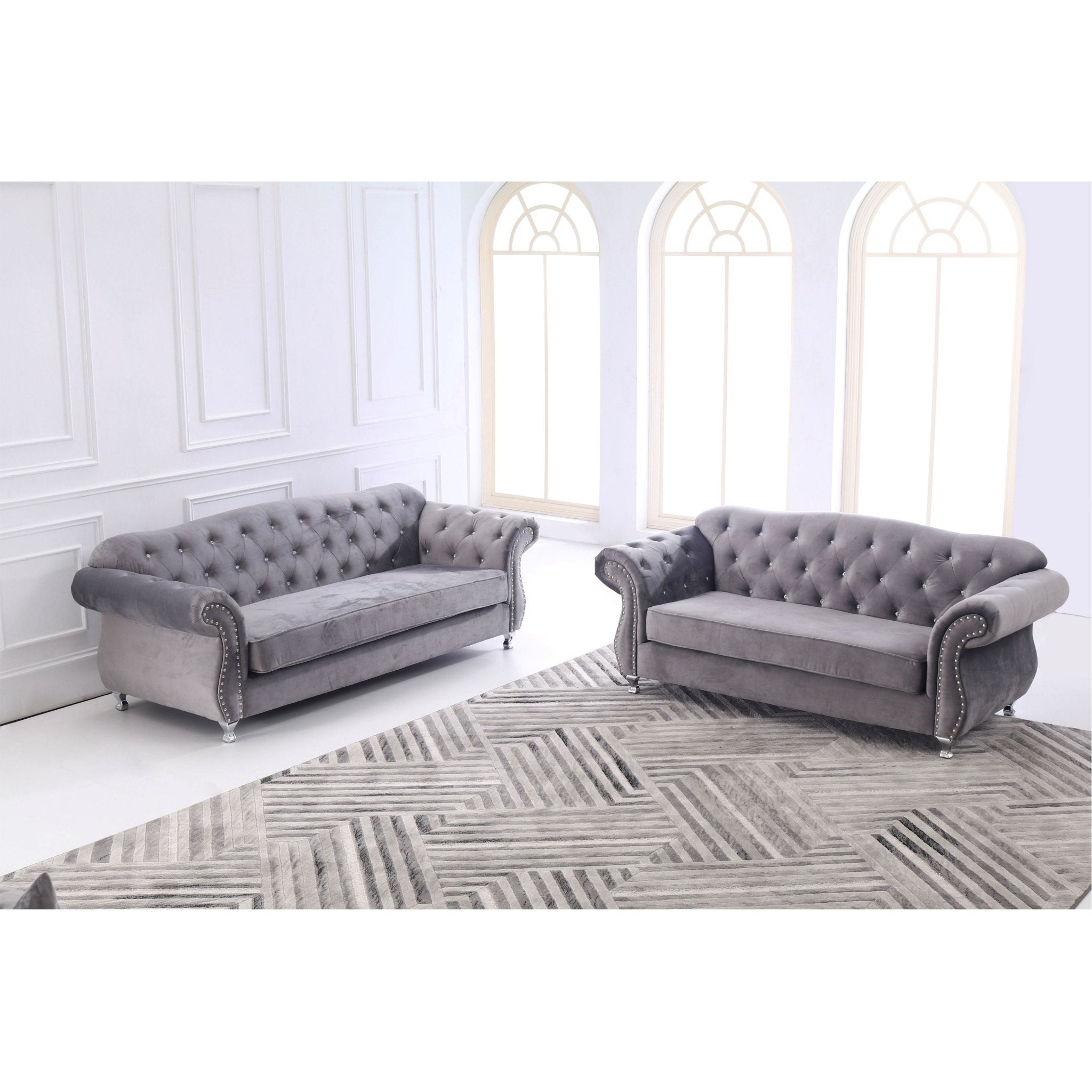 Novah Fabric Sofa Set Grey - Quality Rugs and Furniture