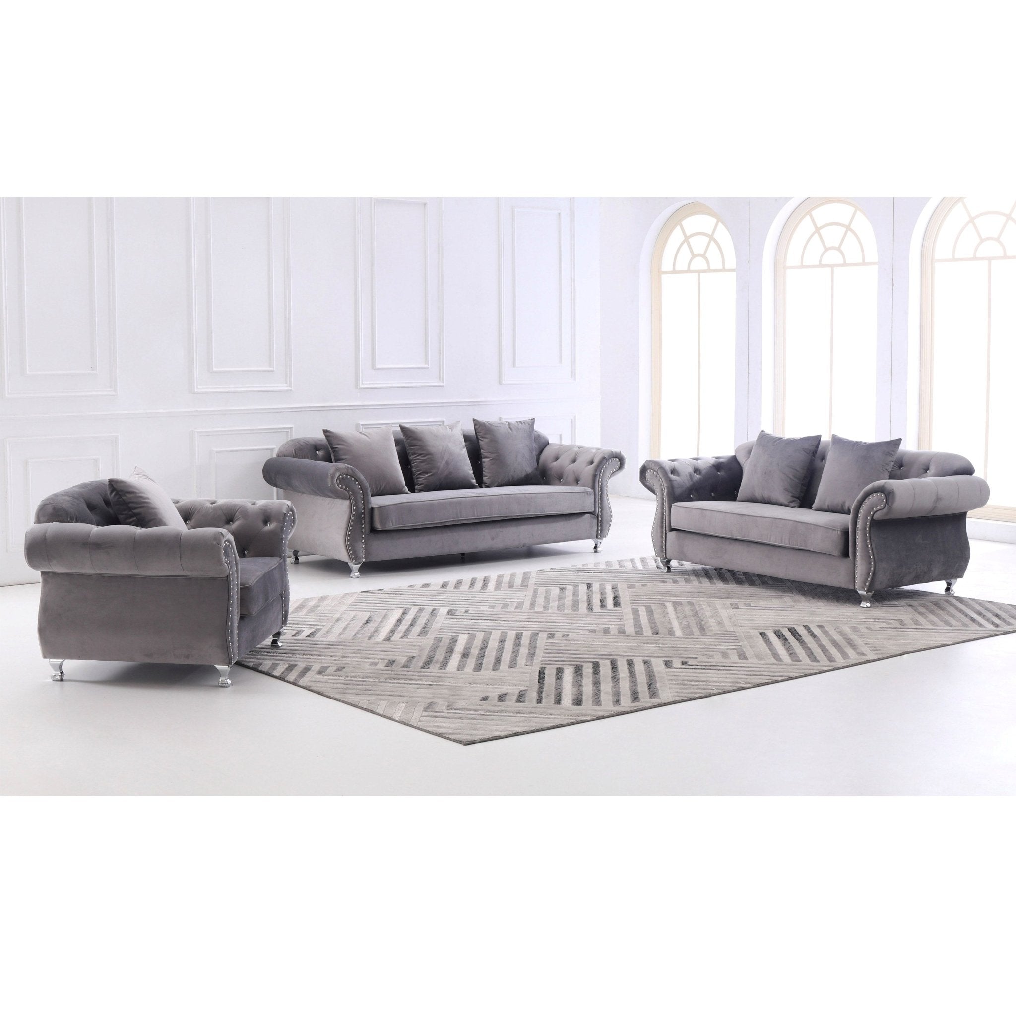 Novah Fabric Sofa Set Grey - Quality Rugs and Furniture