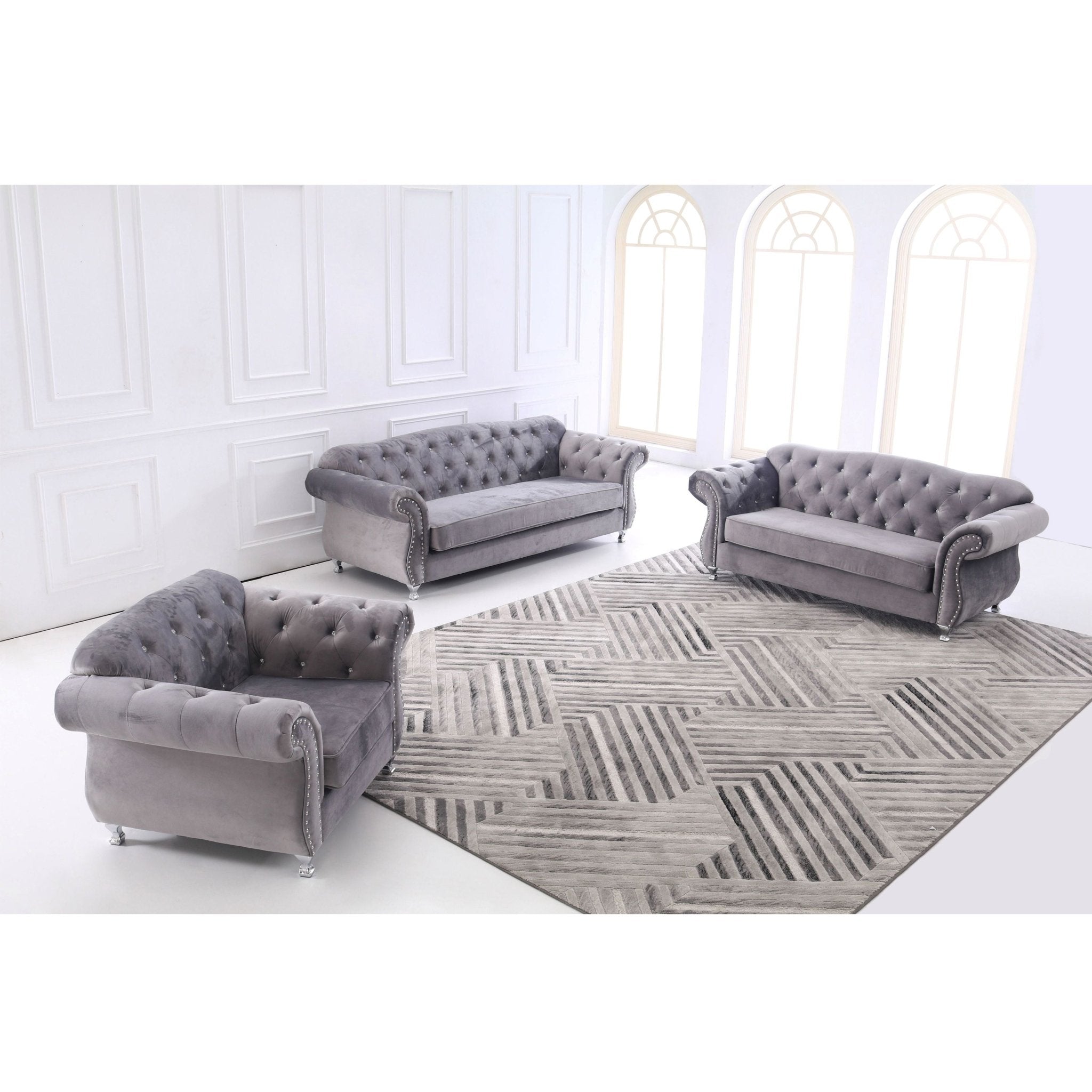 Novah Fabric Sofa Set Grey - Quality Rugs and Furniture