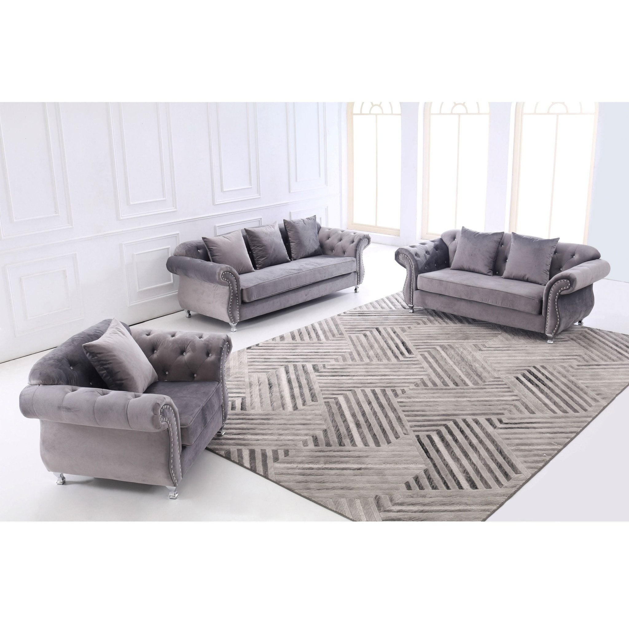 Novah Fabric Sofa Set Grey - Quality Rugs and Furniture