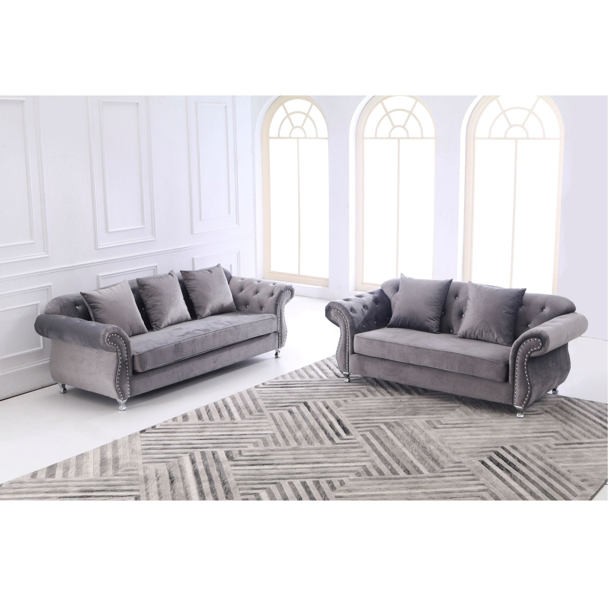 Novah Fabric Sofa Set Grey - Quality Rugs and Furniture
