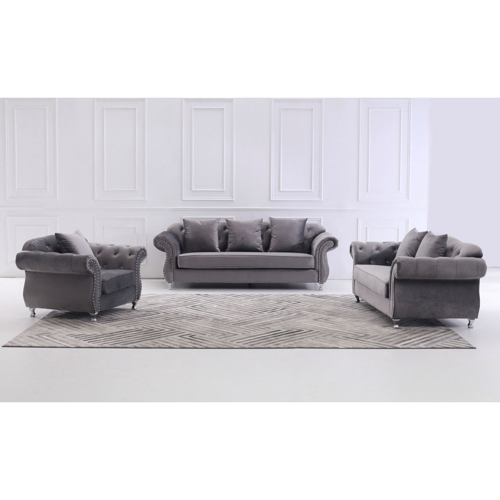 Novah Fabric Sofa Set Grey - Quality Rugs and Furniture