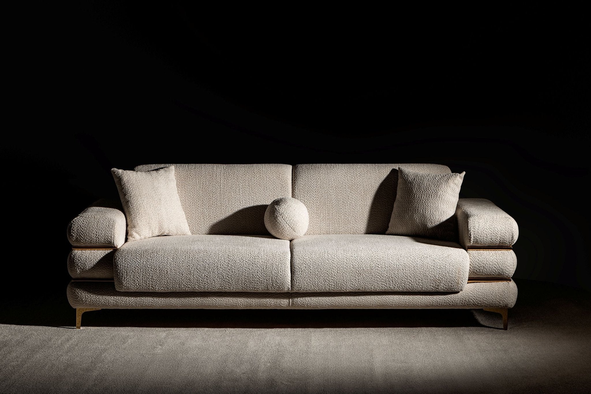 Odessa Modern Luxury Velvet Sofa Set Cream Gold - Quality Rugs and Furniture