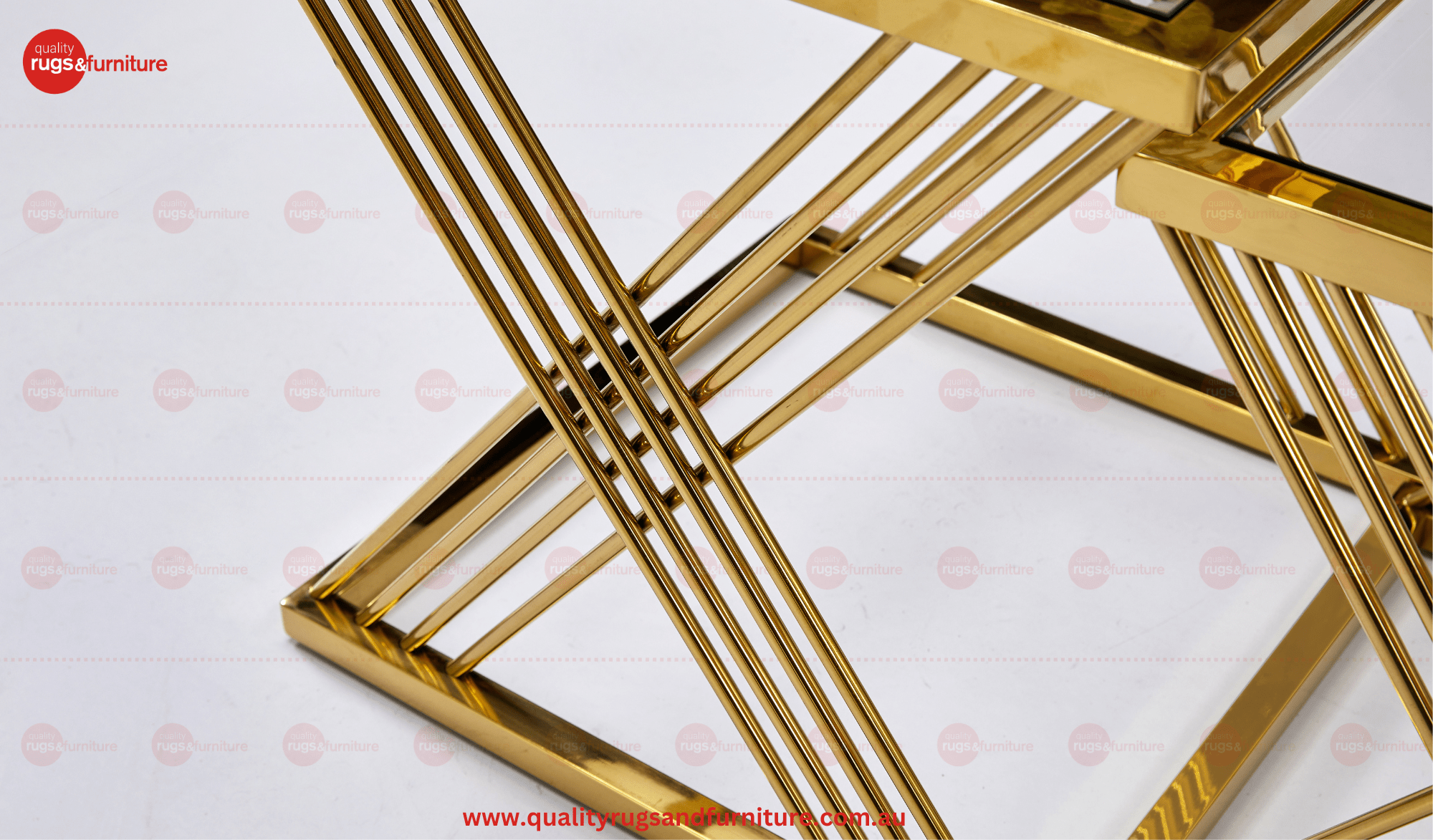 Orchid Set of 3 Flower Table Stainless Steel Gold Base with Clear Glass Top - Quality Rugs and Furniture