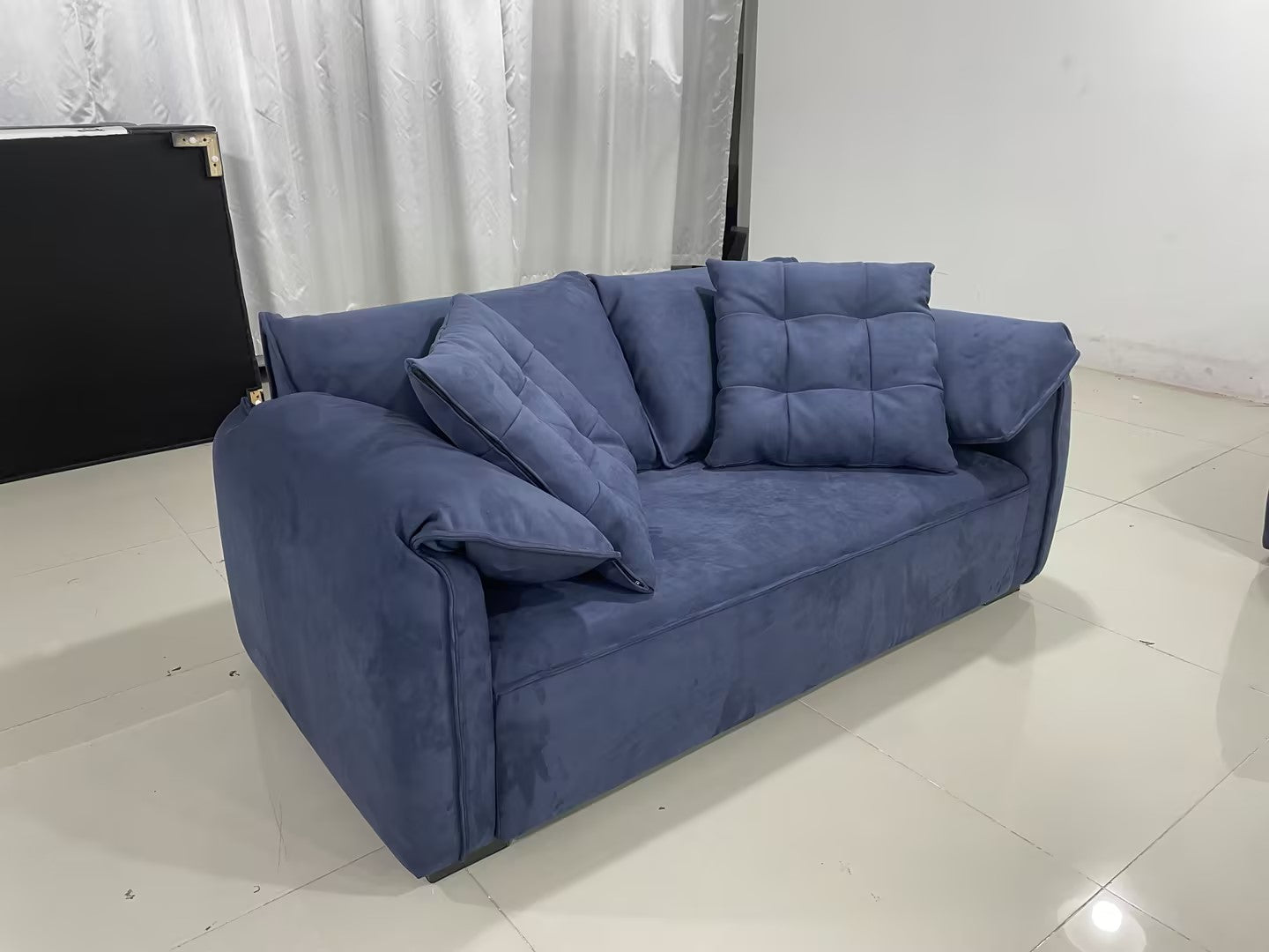Paloma Modern Navy Nubuck Fabric Sofa SetSectional SofasQuality Rugs and Furniture