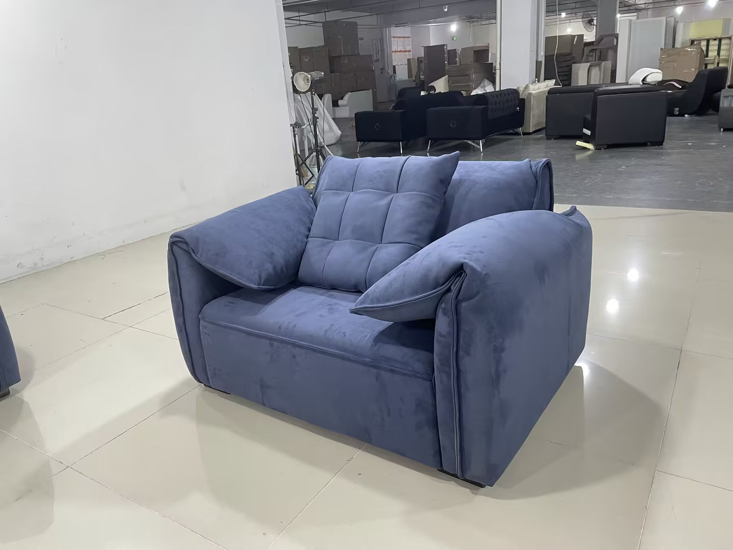 Paloma Modern Navy Nubuck Fabric Sofa SetSectional SofasQuality Rugs and Furniture