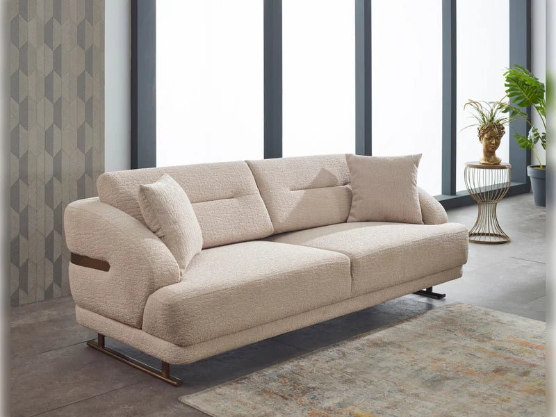 Panamera Beige Velvet Contemporary Sofa Set - Quality Rugs and Furniture