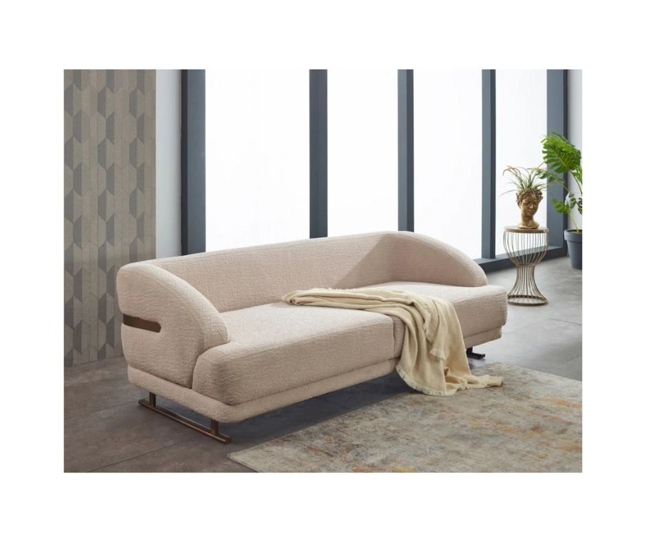 Panamera Beige Velvet Contemporary Sofa Set - Quality Rugs and Furniture