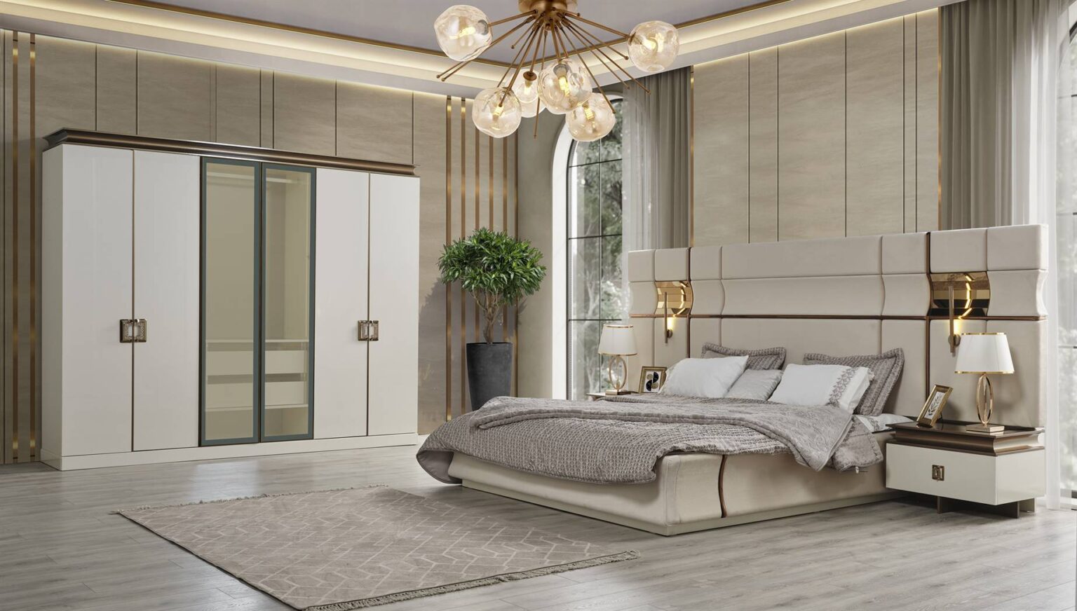 Piano Art Deco King Bed Modern Mid Century - Quality Rugs and Furniture