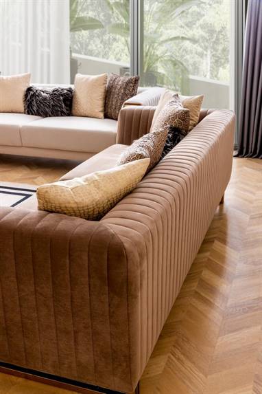 Piano Art Deco Sofa Set Modern Mid Century Beige - Quality Rugs and Furniture