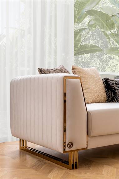 Piano Art Deco Sofa Set Modern Mid Century Beige - Quality Rugs and Furniture