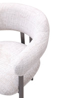 Plush Modern Dining Chair with Beige Fabric Grey Brushed Stainless Steel Base - Quality Rugs and Furniture