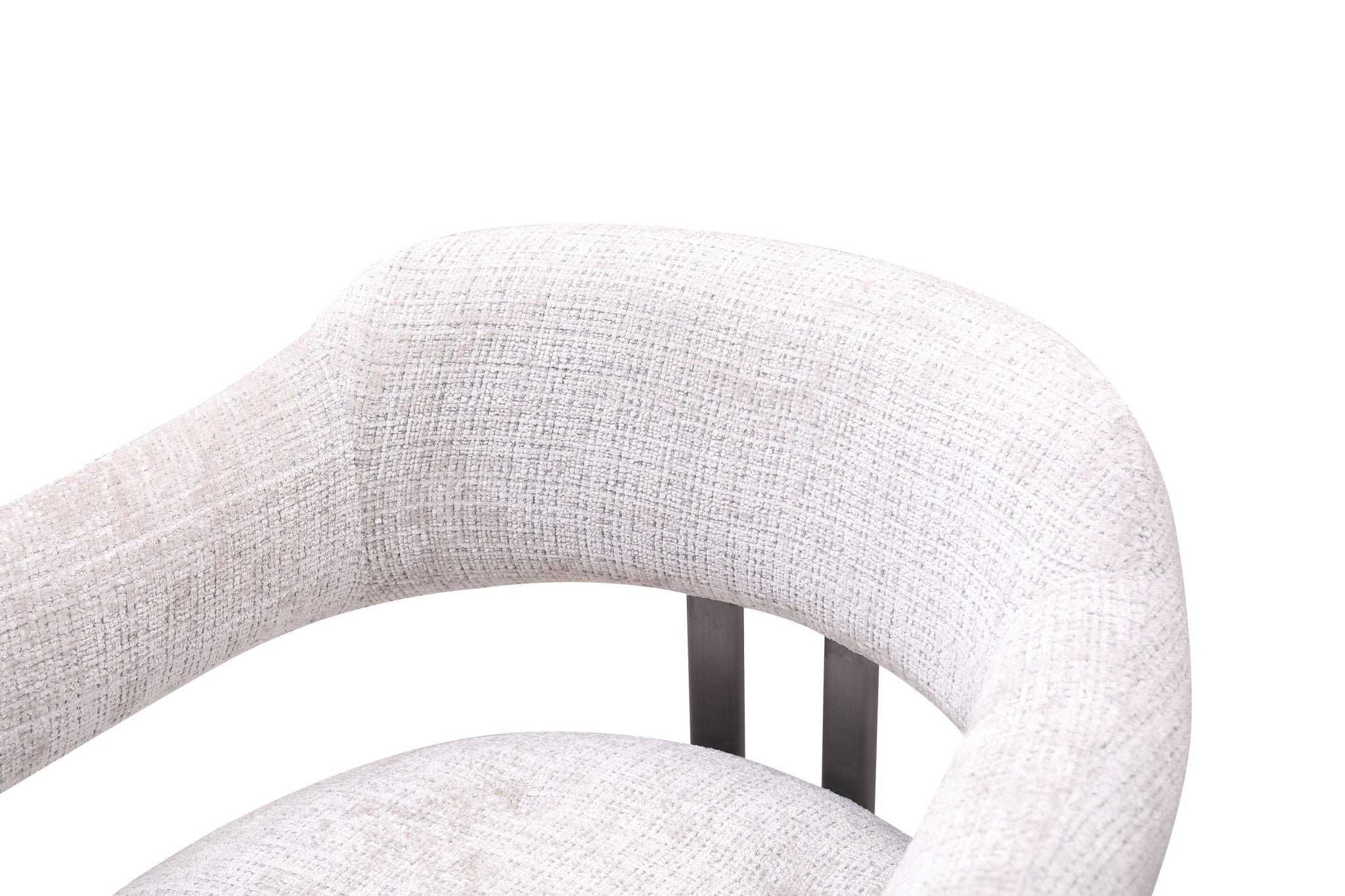 Plush Modern Dining Chair with Beige Fabric Grey Brushed Stainless Steel Base - Quality Rugs and Furniture