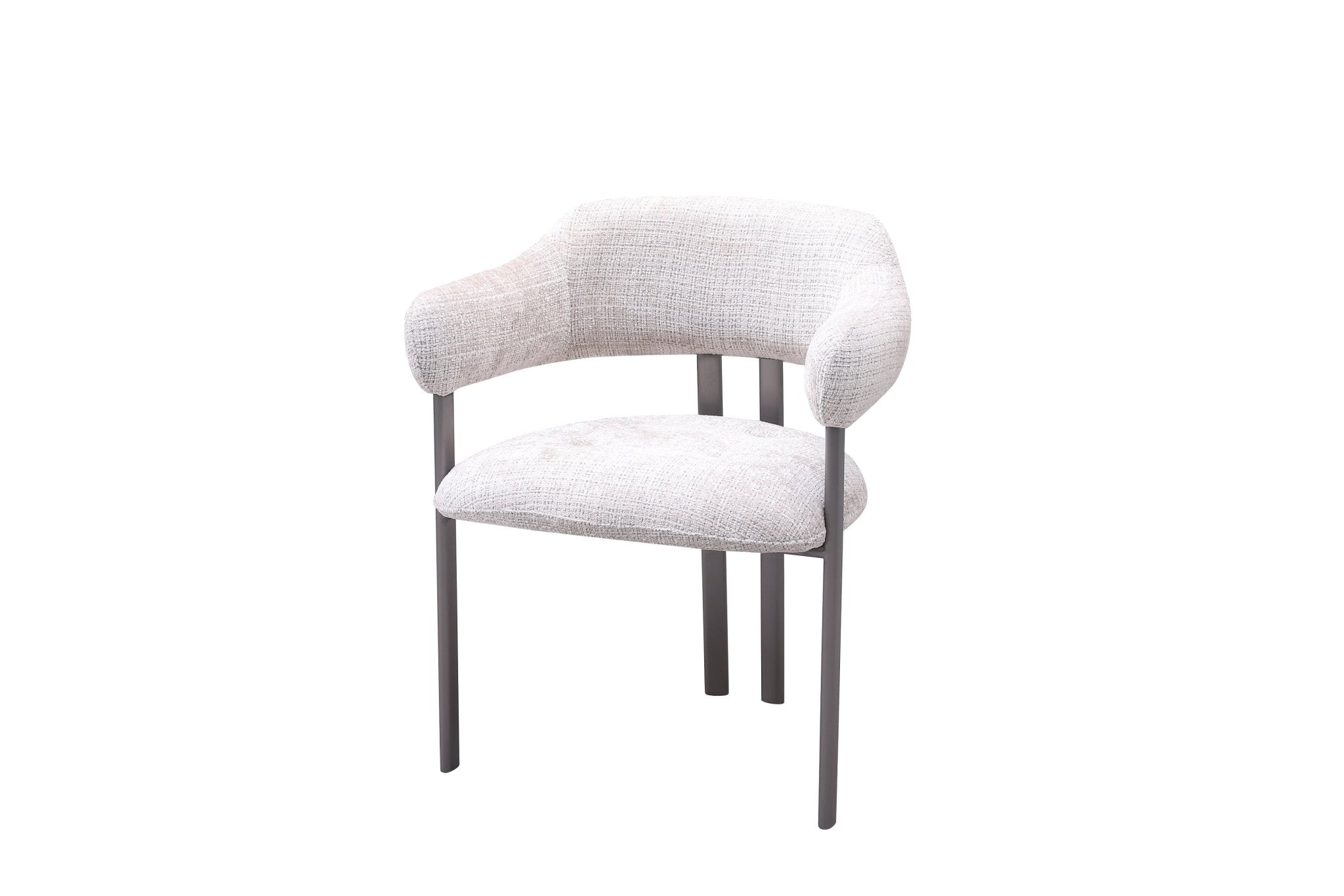 Plush Modern Dining Chair with Beige Fabric Grey Brushed Stainless Steel Base - Quality Rugs and Furniture