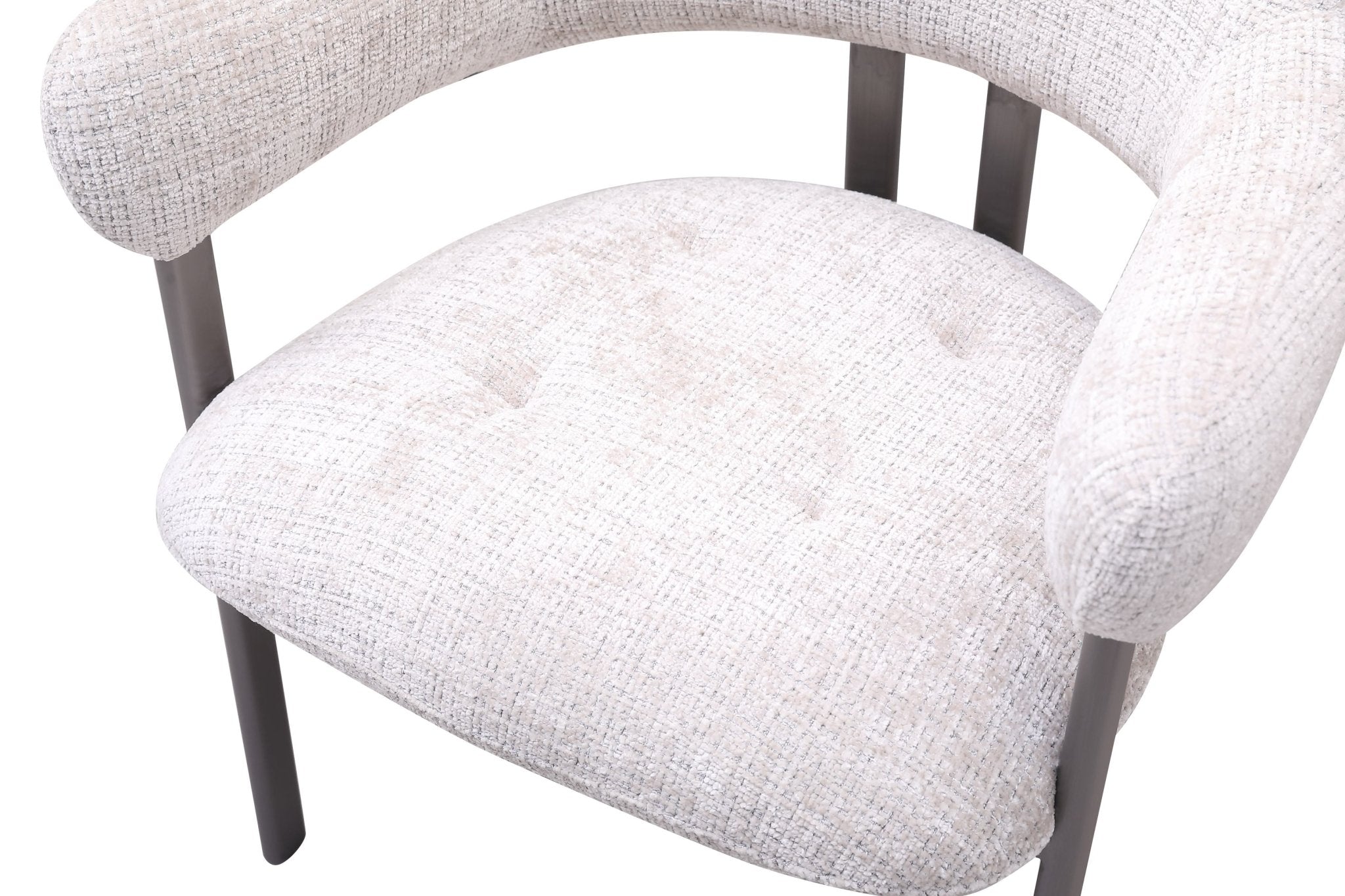 Plush Modern Dining Chair with Beige Fabric Grey Brushed Stainless Steel Base - Quality Rugs and Furniture