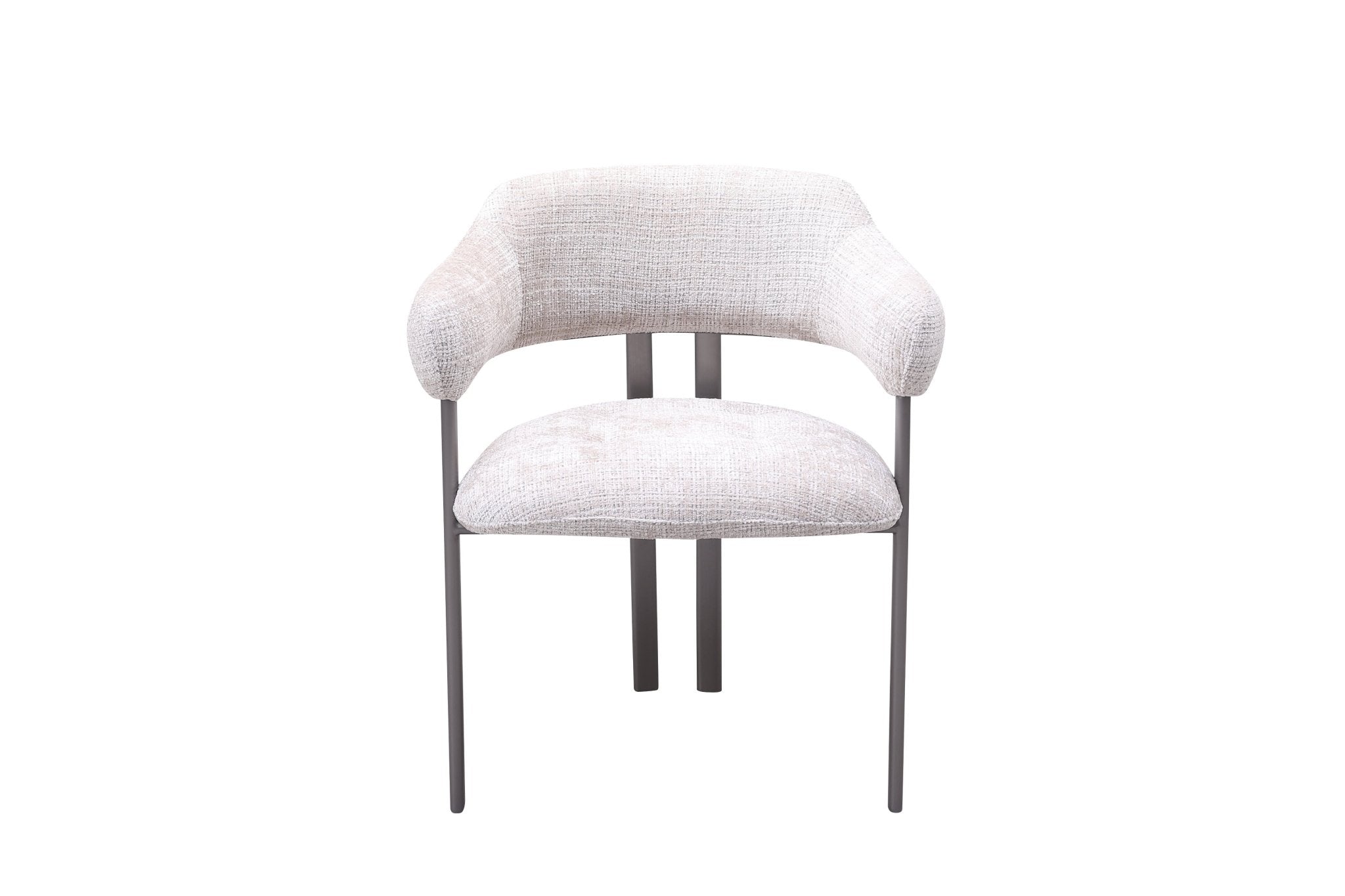 Plush Modern Dining Chair with Beige Fabric Grey Brushed Stainless Steel Base - Quality Rugs and Furniture