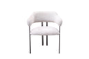 Plush Modern Dining Chair with Beige Fabric Grey Brushed Stainless Steel Base - Quality Rugs and Furniture