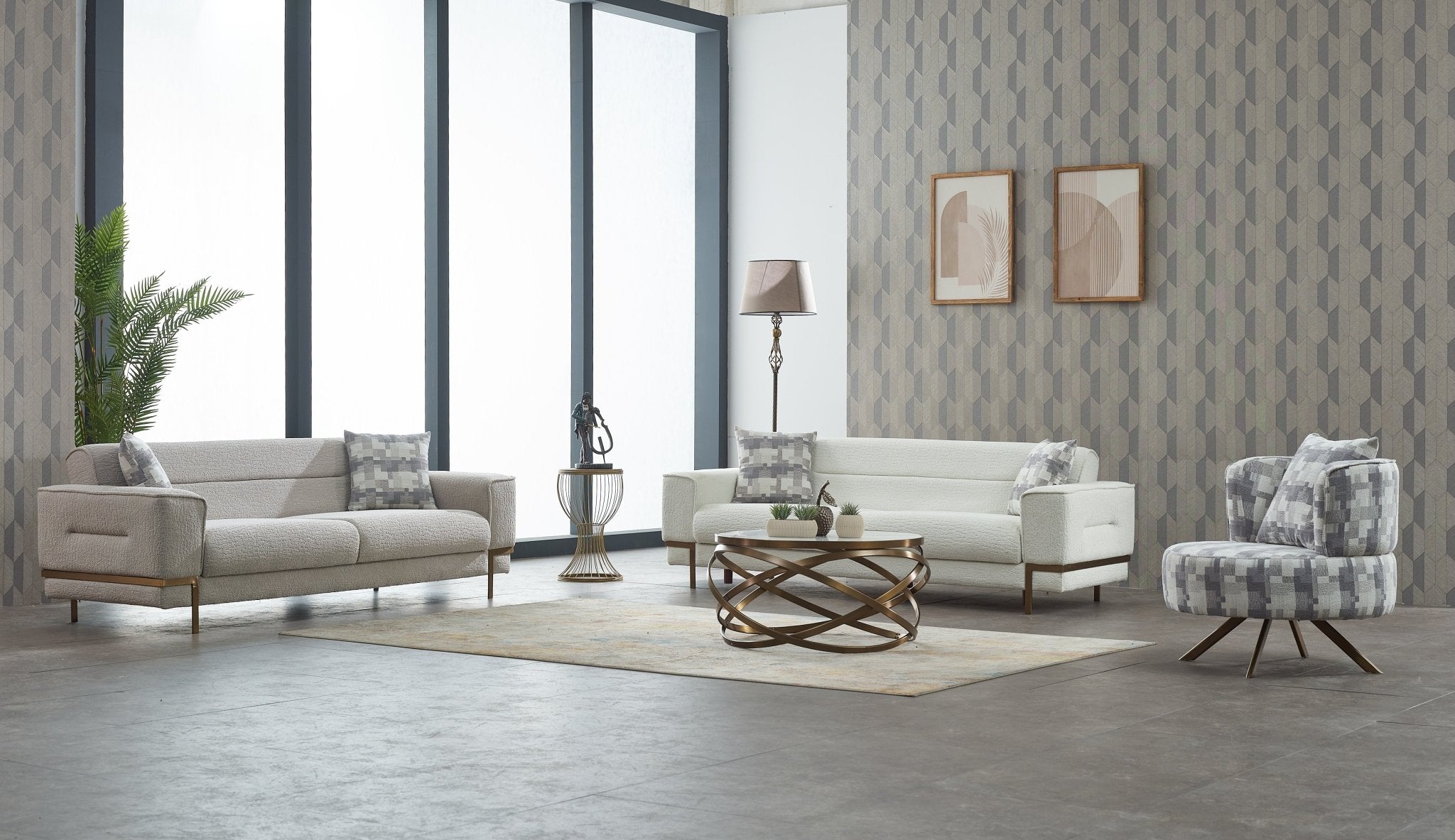 Prag Velvet Modern Sofa Set - Quality Rugs and Furniture