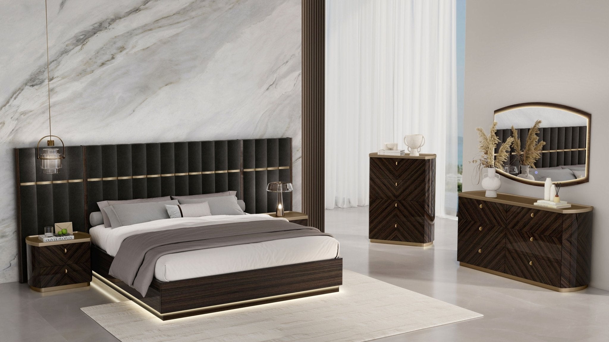 Prestige Modern Luxury Bedroom Suite Black Bed Set - Quality Rugs and Furniture