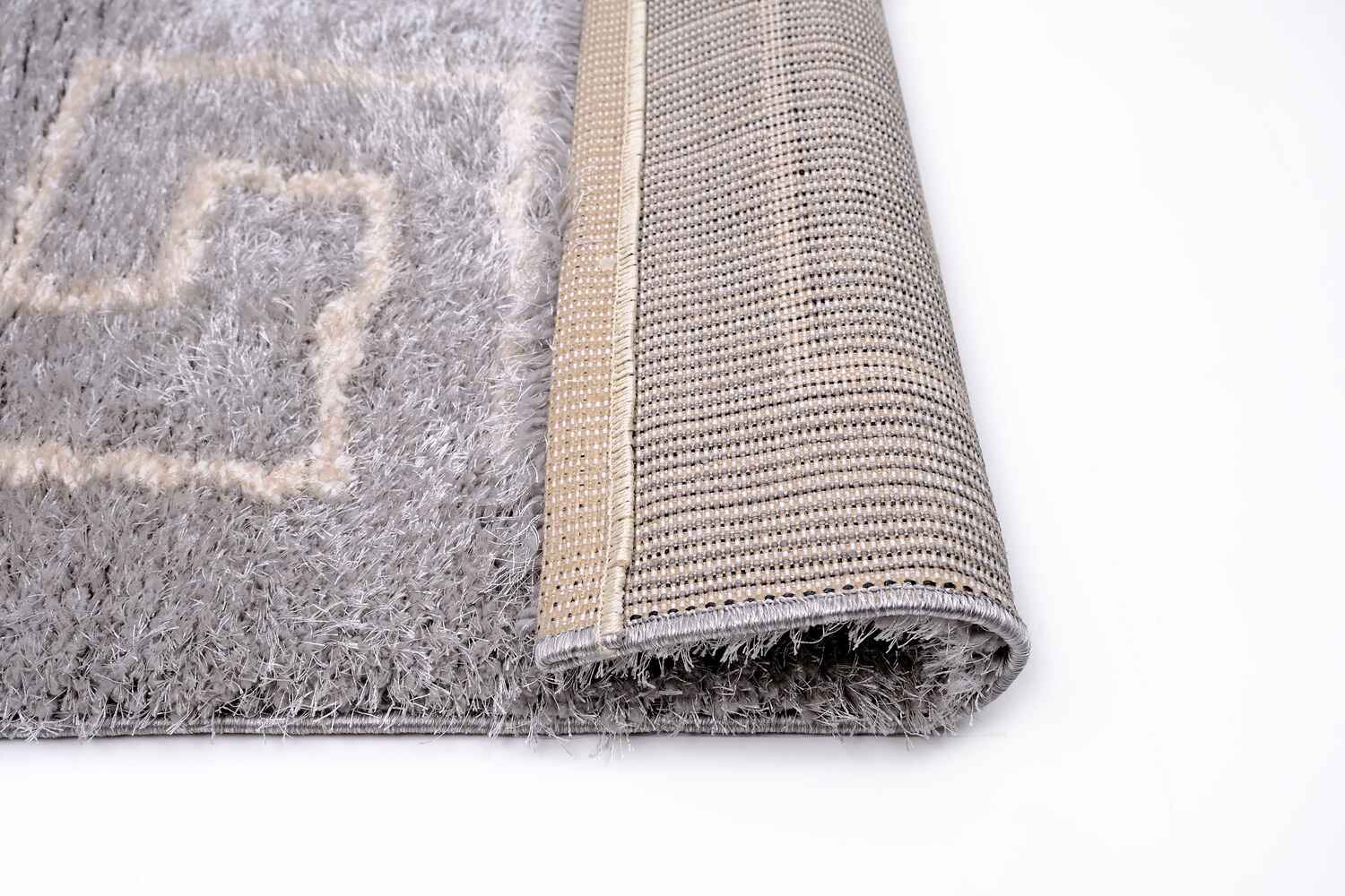 Puffy Style P100A Grey / Beige Modern Shaggy Area Rug - Quality Rugs and Furniture