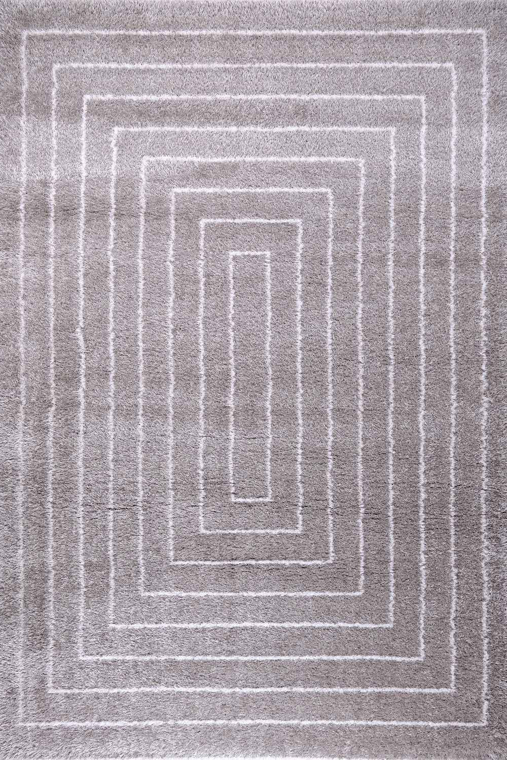 Puffy Style P301D Grey / White Modern Shaggy Area Rug - Quality Rugs and Furniture