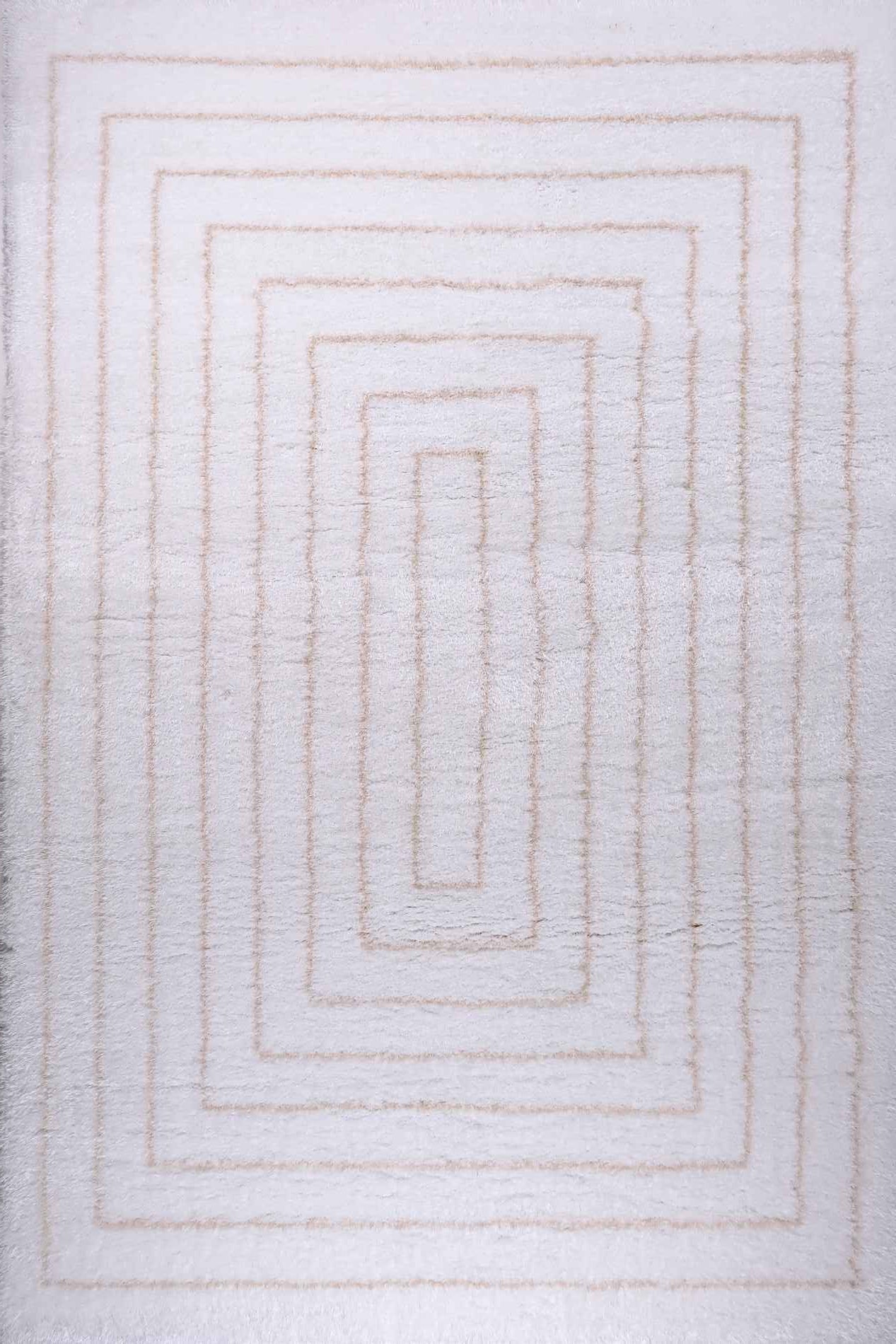 Puffy Style P301D White / Beige Modern Shaggy Area Rug - Quality Rugs and Furniture