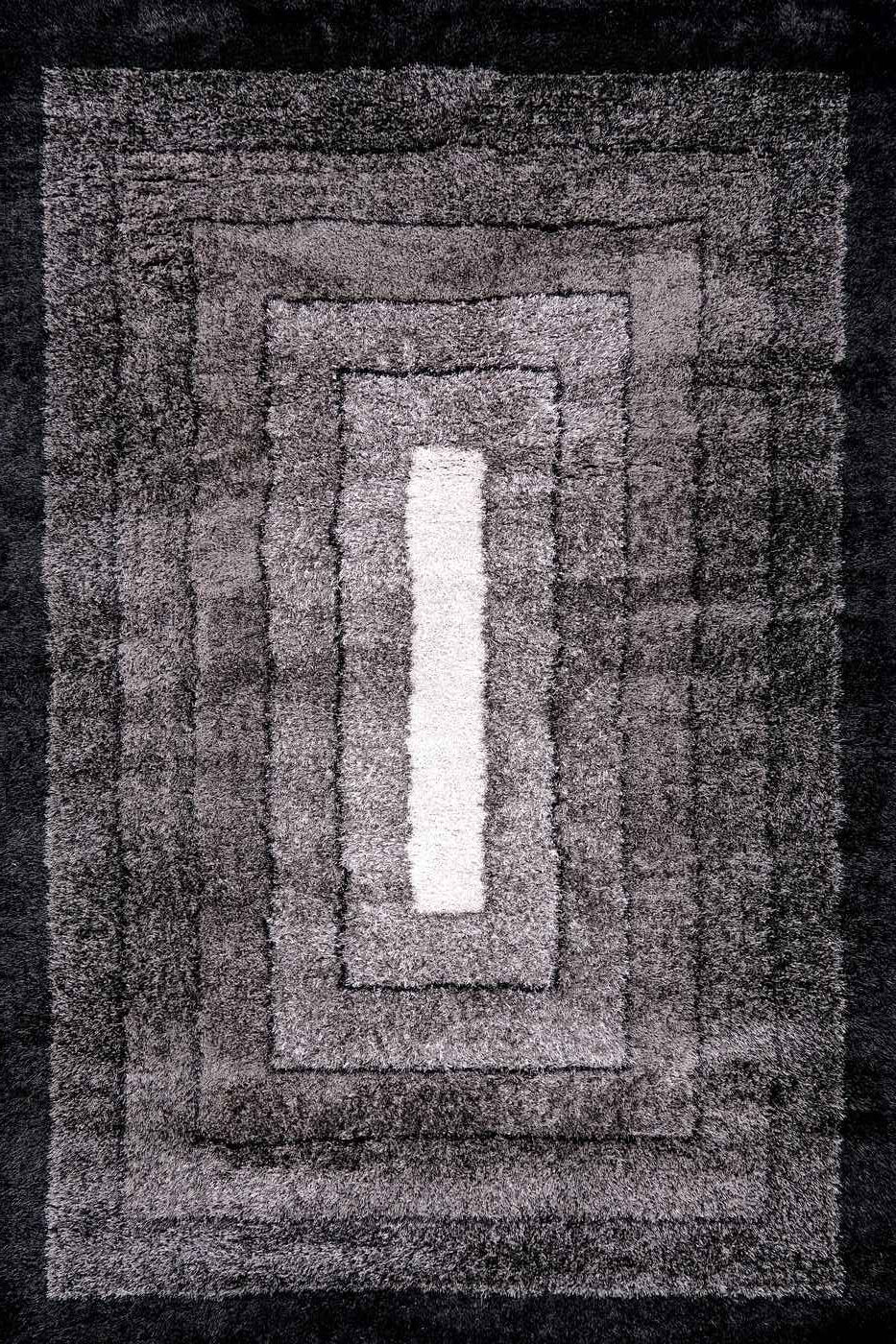 Puffy Style P301F Anthracite / Black Modern Shaggy Area Rug - Quality Rugs and Furniture