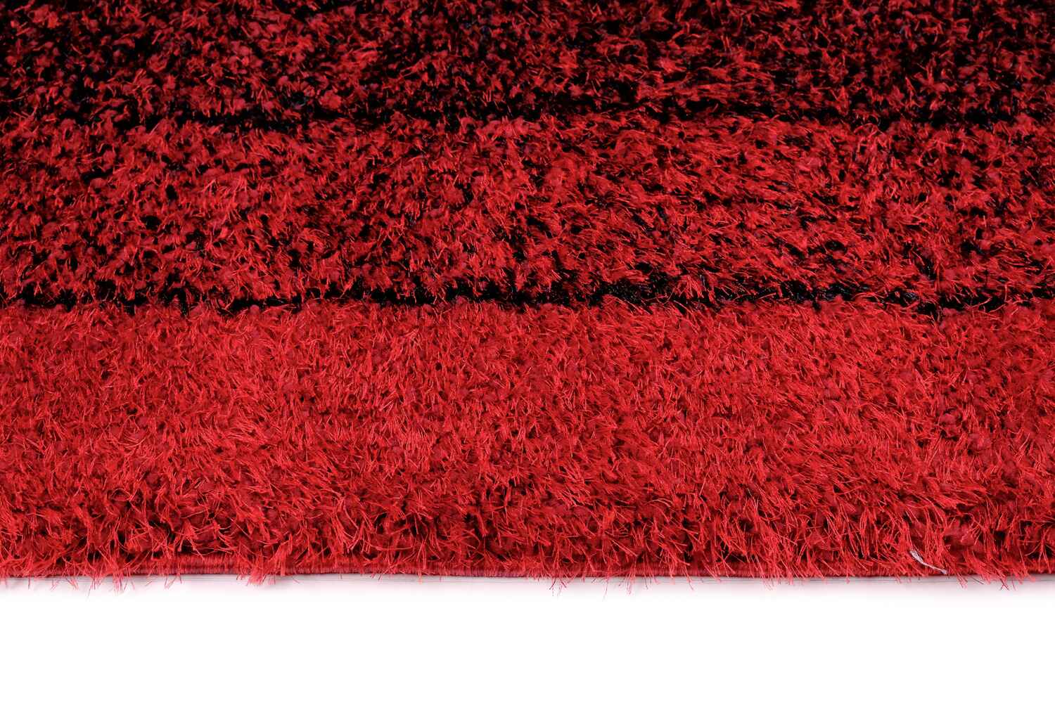 Puffy Style P301F Black / Red Modern Shaggy Area Rug - Quality Rugs and Furniture