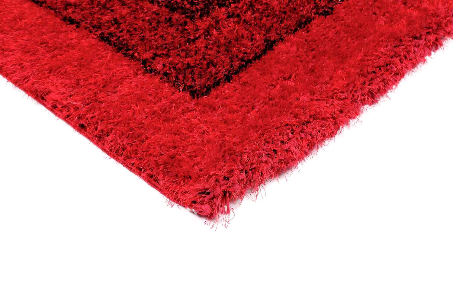 Puffy Style P301F Black / Red Modern Shaggy Area Rug - Quality Rugs and Furniture