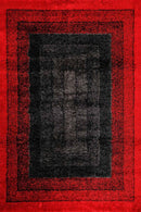 Puffy Style P301F Black / Red Modern Shaggy Area Rug - Quality Rugs and Furniture