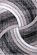Puffy Style P304A Grey / Black Modern Shaggy Area Rug - Quality Rugs and Furniture