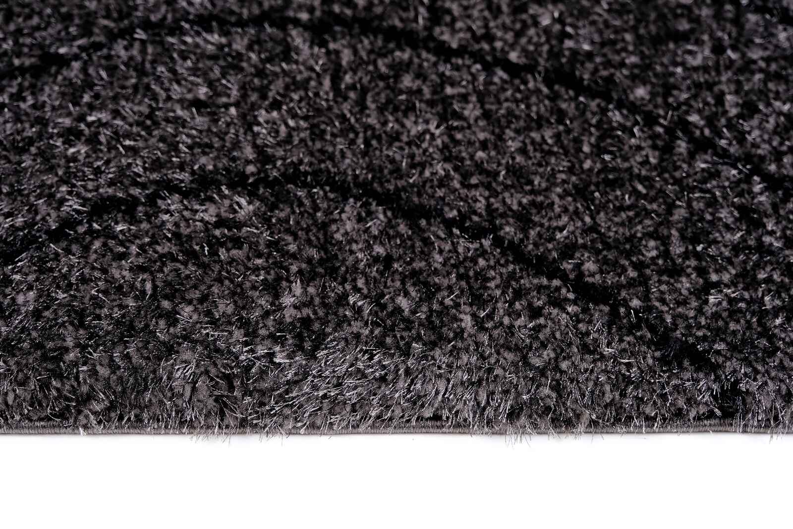 Puffy Style P311E Anthracite / Black Modern Shaggy Area Rug - Quality Rugs and Furniture