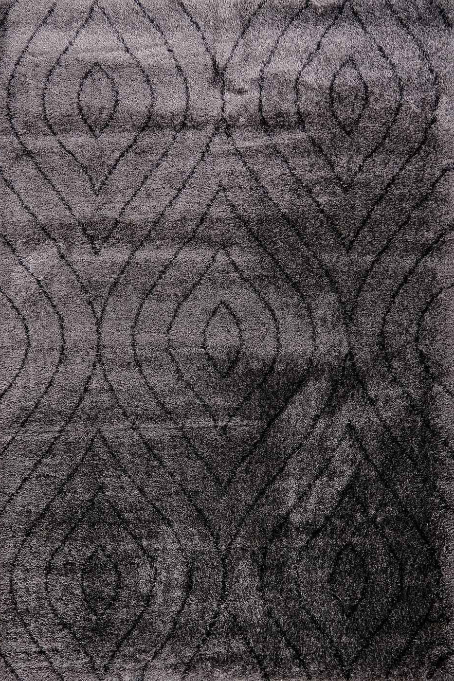 Puffy Style P311E Anthracite / Black Modern Shaggy Area Rug - Quality Rugs and Furniture